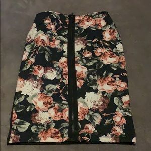 Reversible Floral/Navy Pencil Skirt